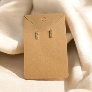 Gold Plated Rhinestone Bar Stud Earrings